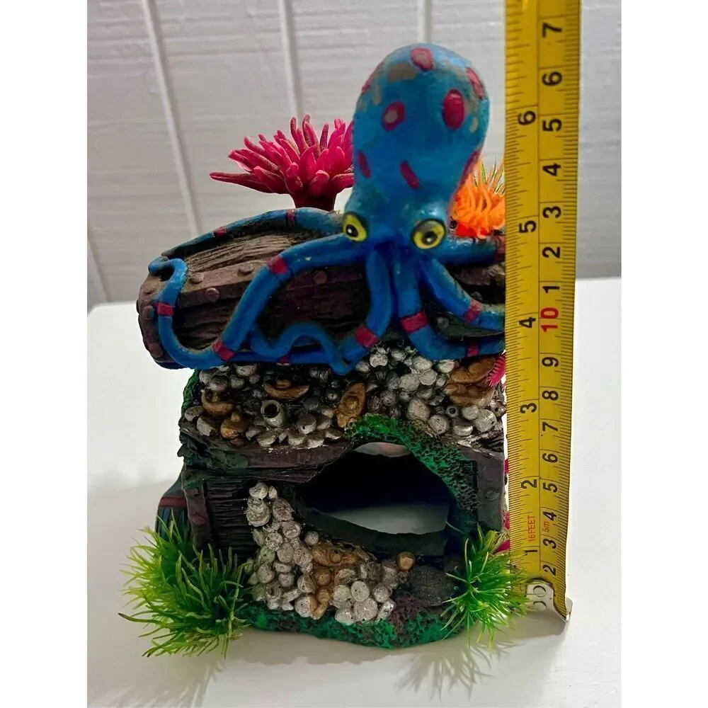 Top Fin Octopus Treasure Chest Aquarium Ornament